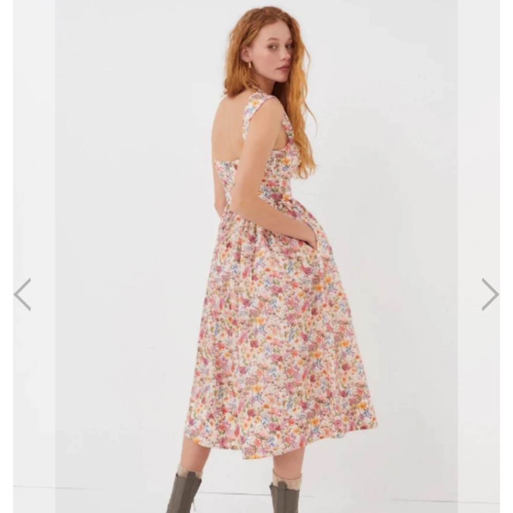 FOR LOVE & LEMONS THEODORA MIDI DRESS - PINK Size Medium - Picture 4 of 16